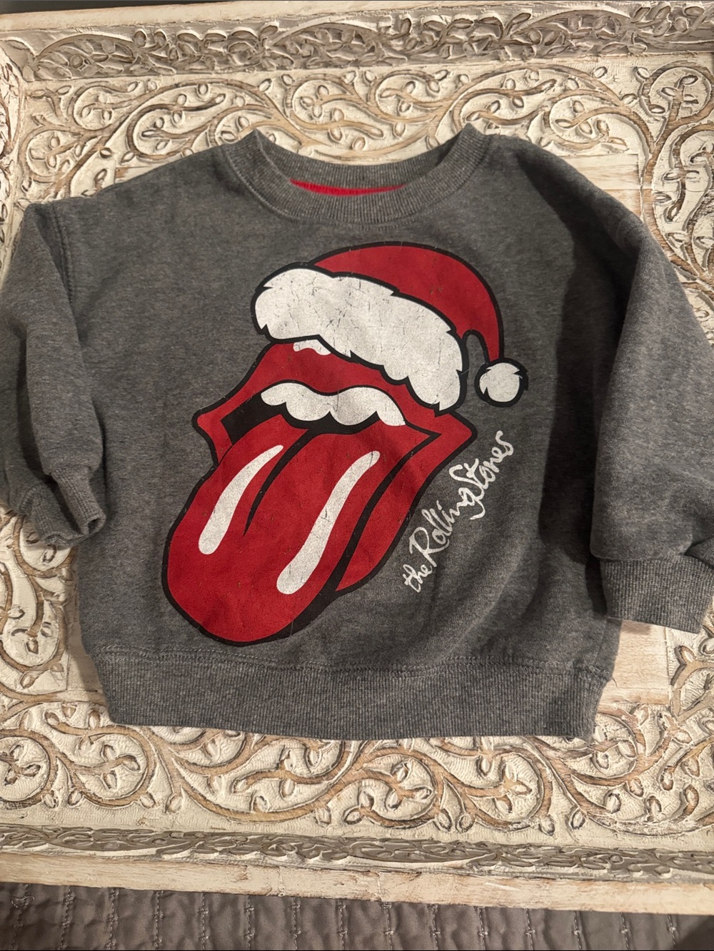 Rolling Stones Red and Gray Holiday Logo Sweatshirt